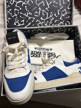 Jimmy Choo Men’s Royal Blue & White Low-Top Sneakers
